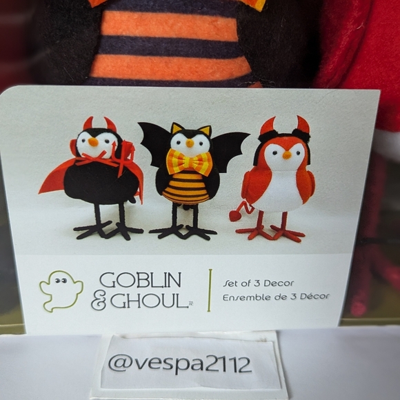Goblin & Ghoul Halloween Fabric Bird Featherly Friend 3 Pk Devil Bat Felt Birds - Picture 5 of 8